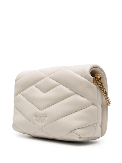 Shop Pinko Cream White Love Click Puff Baby Bag In Neutrals