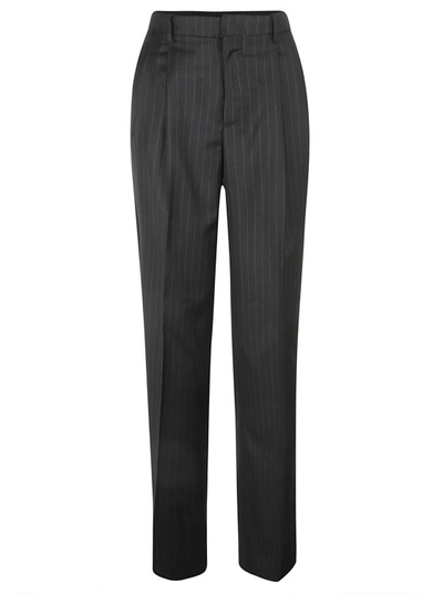 Shop Tagliatore Pinstripe Flared Trousers In Black