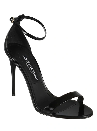Shop Dolce & Gabbana Patent-leather Sandals In Grey