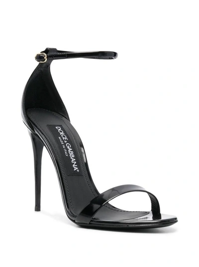 Shop Dolce & Gabbana Patent-leather Sandals In Grey