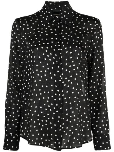 Shop Pinko Black/white Polka-dot Long-sleeved Shirt