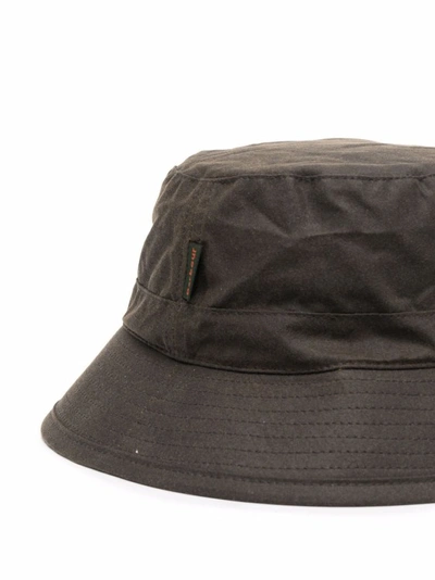 Shop Barbour Olive Green Cotton Bucket Hat