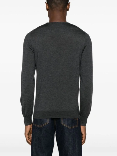 Shop Tagliatore Anthracite Grey Knitted Sweater In Black