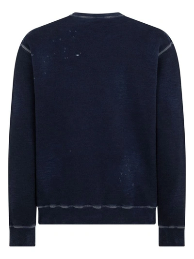Shop Dsquared2 Midnight Blue/white Cotton Sweatshirt In Black