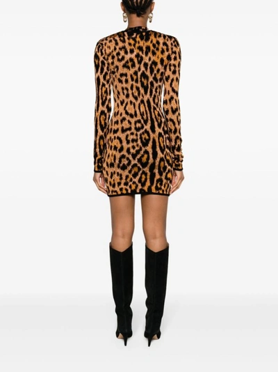 Shop Roberto Cavalli Camel Brown Leopard Print Jaguar Dress