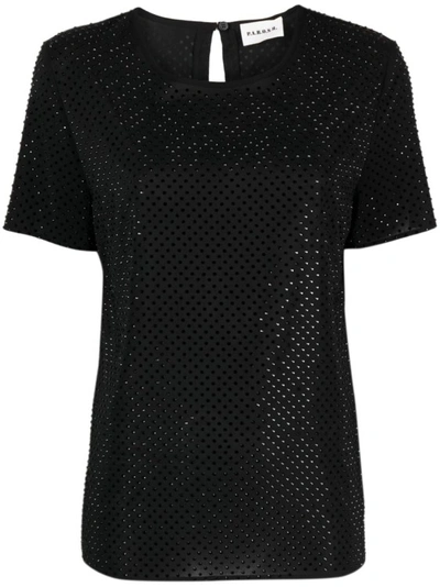 Shop P.a.r.o.s.h Rhinestone-embellished T-shirt In Black