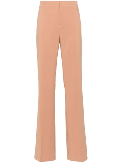 Shop Pinko Mauve Crepe Texture Tailored Pants In Brown