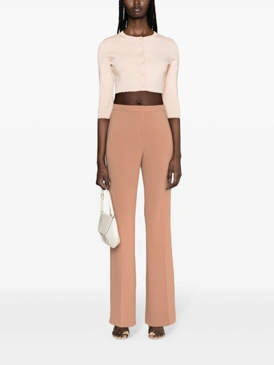 Shop Pinko Mauve Crepe Texture Tailored Pants In Brown