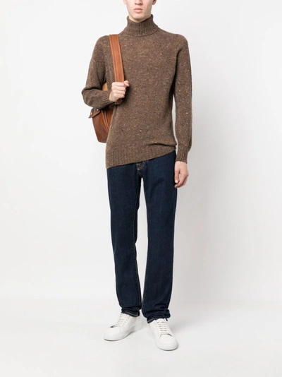Shop Drumohr Roll-neck Knit Jumper In Brown