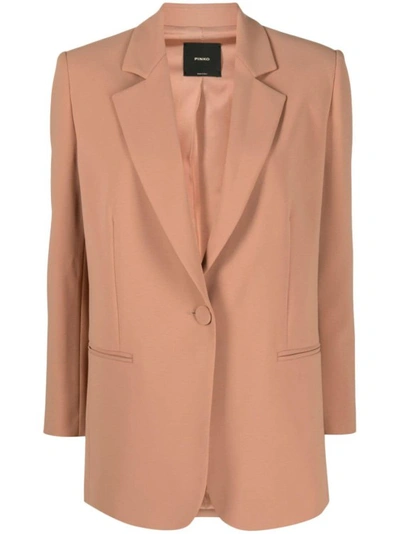 Shop Pinko Caramel Brown Single Breasted Blazer