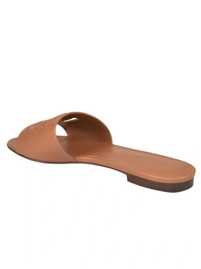 Shop Dolce & Gabbana Light Brown Calf Leather Dg Millennials Logo Slides