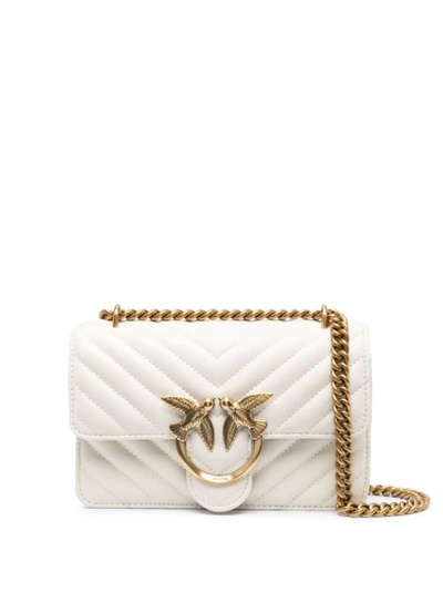 Shop Pinko White Lovebird Quilted Leather Bag