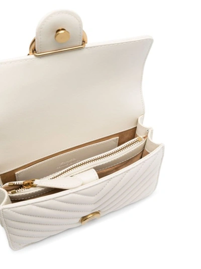 Shop Pinko White Lovebird Quilted Leather Bag