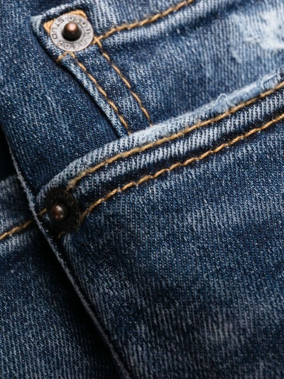 Shop Dsquared2 Indigo Blue Stretch-cotton Washed Denim Jeans In Black