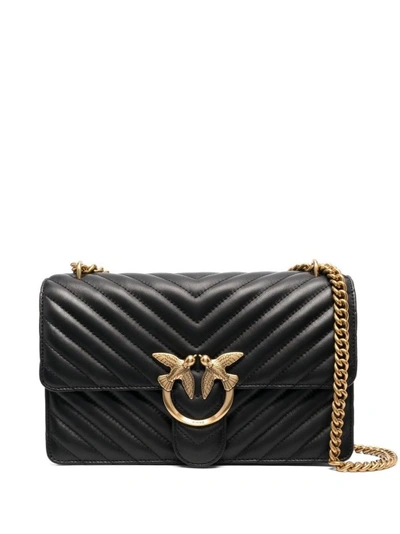 Shop Pinko Black Classic Icon Chevron-quilted Love-bag