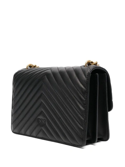 Shop Pinko Black Classic Icon Chevron-quilted Love-bag