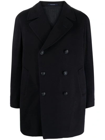 Shop Tagliatore Double-breasted Coat In Black
