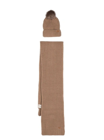 Shop Barbour Hat And Scarf Set In Brown