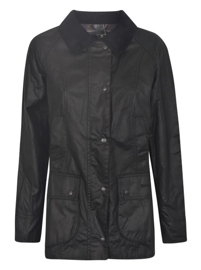 Shop Barbour Wax-coated Jacket In Black
