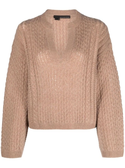 Shop 360cashmere Camel Brown Cable-knit Cashmere-blend Jumper In Neutrals