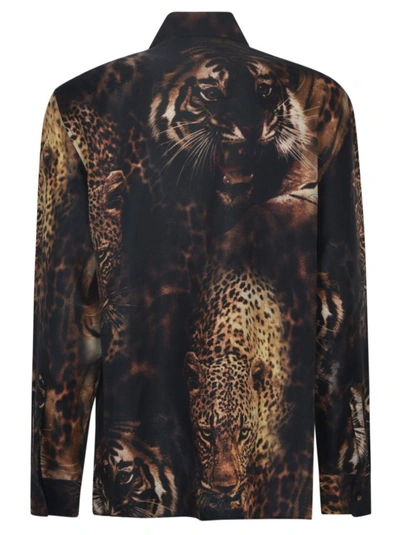 Shop Roberto Cavalli Multicolour Silk Tiger Print Shirt In Black