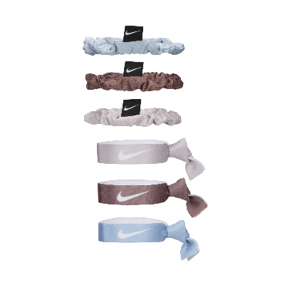Shop Nike Women's Velvet And Elastic Hairbands (6 Pack) In Blue