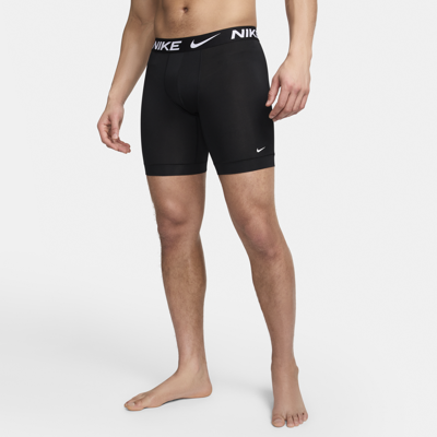 Shop Nike Men's Dri-fit Essential Micro Long Boxer Briefs (3-pack) In Black