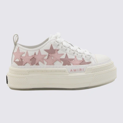Shop Amiri White And Pink Leather Sneakers