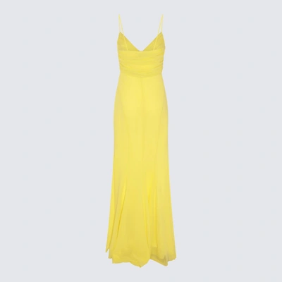 Shop Blumarine Yellow Silk Maxi Dress