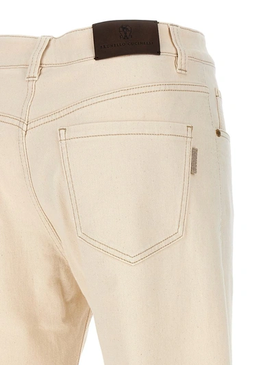 Shop Brunello Cucinelli 'monile' Jeans In White