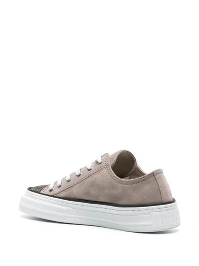 Brunello Cucinelli Taupe Seude Slip On Sneaker In Neutral