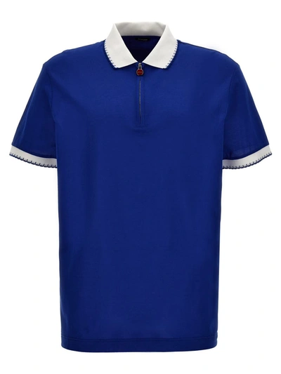 Shop Kiton Half Zip Polo Shirt In Blue
