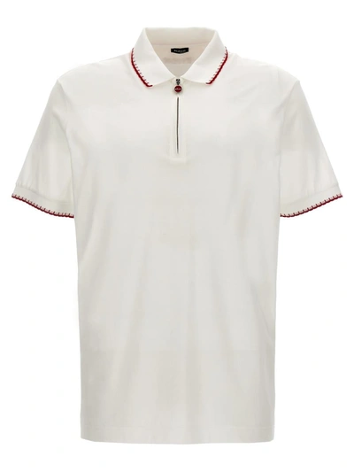 Shop Kiton Half Zip Polo Shirt In White