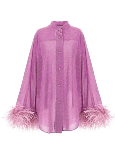 Shop Oseree Oséree 'lumiere Plumage' Shirt In Purple