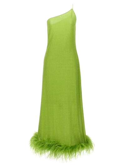 Shop Oseree Oséree 'lumiere Plumage' Long Dress In Green
