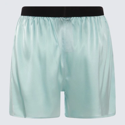 Shop Tom Ford Light Blue Silk Shorts In Plume