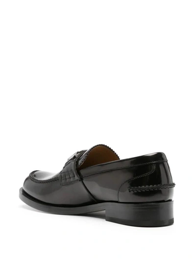 Shop Versace Calf Leather Loafer Shoes In Black
