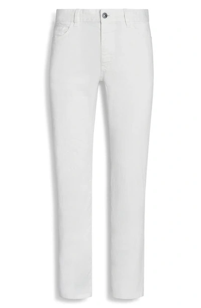 Shop Zegna Roccia Garment Dyed Stretch Linen & Cotton Slim Fit Jeans In Bianco