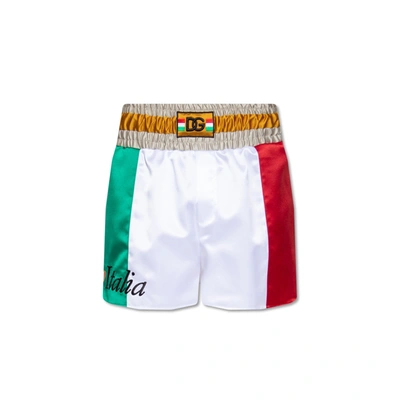 Dolce & Gabbana Italia Multicolored Colour-block Track Shorts In White