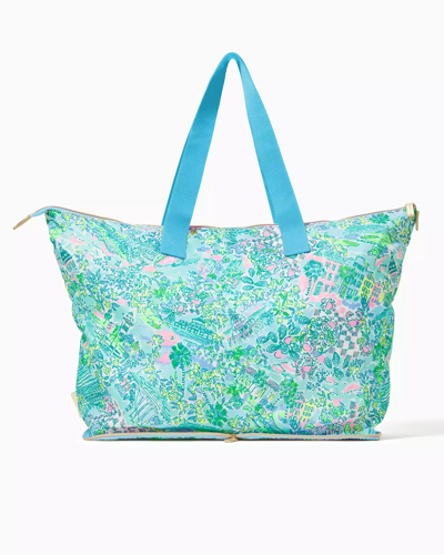 Shop Lilly Pulitzer Getaway Packable Tote In Surf Blue Lilly Loves South Carolina