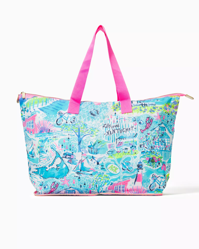 Shop Lilly Pulitzer Getaway Packable Tote In Whisper Blue Lilly Loves Nantucket