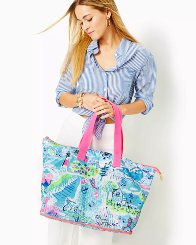 Shop Lilly Pulitzer Getaway Packable Tote In Whisper Blue Lilly Loves Nantucket