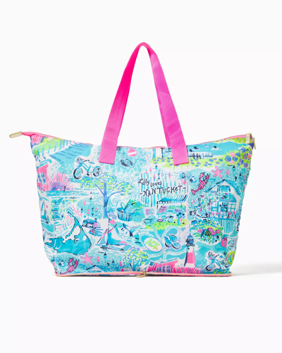 Lilly Pulitzer Getaway Packable Tote In Whisper Blue Lilly Loves Nantucket