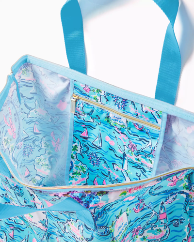 Shop Lilly Pulitzer Getaway Packable Tote In Bali Blue Lilly Loves Cape Cod