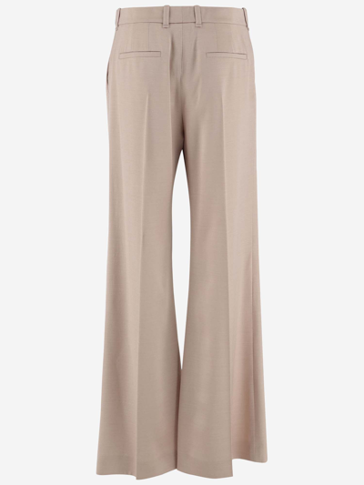 Shop Chloé Wool And Silk Flared Pants In Pink
