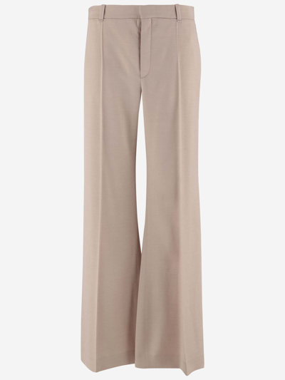 Shop Chloé Wool And Silk Flared Pants In Pink
