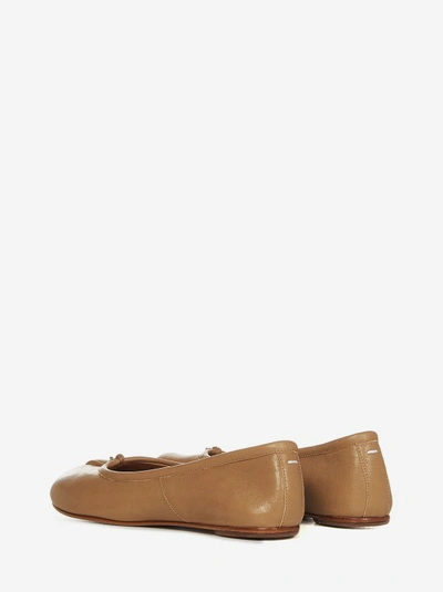 Shop Maison Margiela Vintage Camel Leather Ballet Flats In Brown