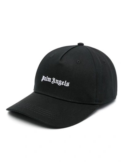 Shop Palm Angels Logo-embroidered Cotton Cap In Black Off White