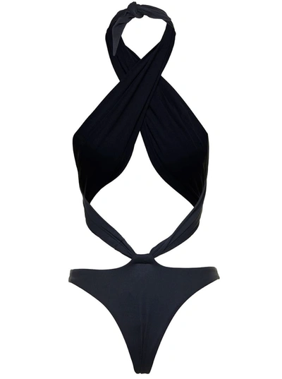 Shop Reina Olga Showpony Swimsuit With Cut-out In Black Polyamide Woman