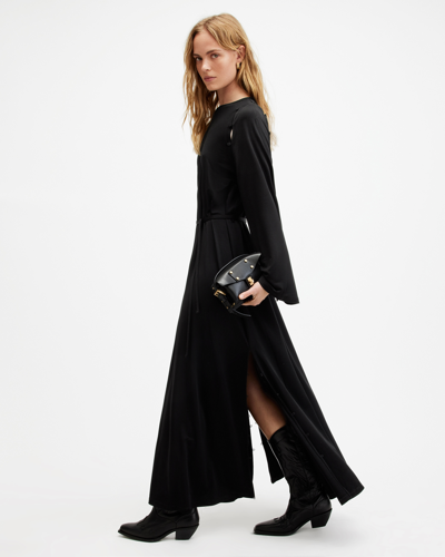 Shop Allsaints Susannah Removable Sleeve Maxi Dress In Black